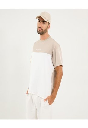 Camiseta Para Hombre Manga Corta Cuello Redondo Color Beige Marca Ostu #60091575