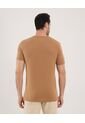 Camiseta Para Hombre Manga Corta Cuello Henley Color Camel Marca Ostu #60091425 de Ostu