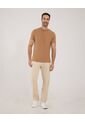 Camiseta Para Hombre Manga Corta Cuello Henley Color Camel Marca Ostu #60091425 de Ostu