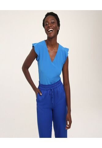 Blusa Mujer Ostu M/C Azul Poliéster 40120719-75168 Ostu