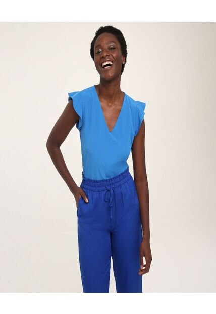 Blusa Mujer Ostu M/C Azul Poliéster 40120719-75168