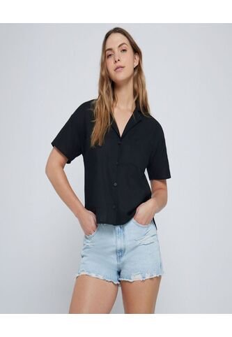 Camisa Para Mujer Manga Corta Color Negro Marca Ostu #40010207 Ostu