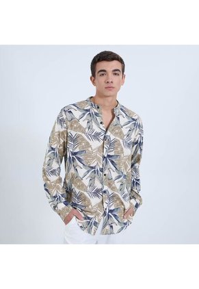 Camisa Para Hombre Manga Larga Sin Bolsillo Color Azul  Marca Ostu #60010611