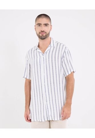 Camisa  Para Hombre Manga Corta Sin Bolsillo Cuello Resort Color Azul Marca Ostu #60010891 Ostu