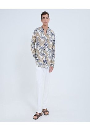 Camisa Para Hombre Manga Larga Sin Bolsillo Color Azul  Marca Ostu #60010611