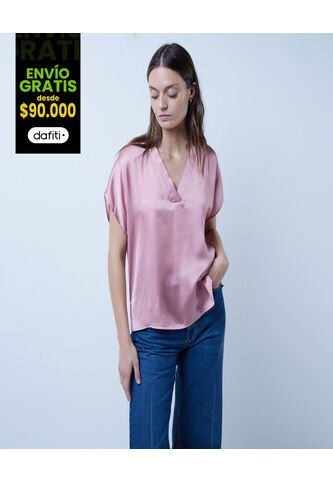 Blusa Para Mujer Manga Corta Color Rosado  Marca Ostu #40120944 Ostu