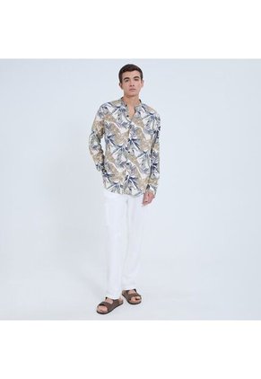 Camisa Para Hombre Manga Larga Sin Bolsillo Color Azul  Marca Ostu #60010611