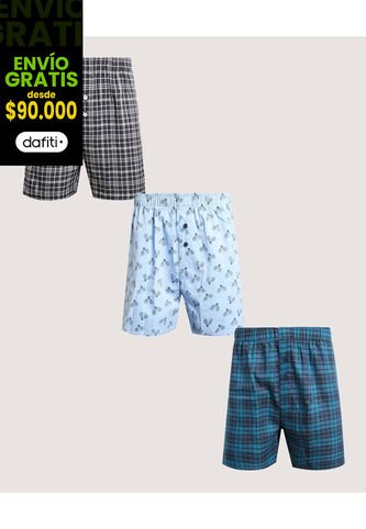 Boxer Para Hombre Bragueta Amplio Color Azul Marca Ostu #60000520 Ostu