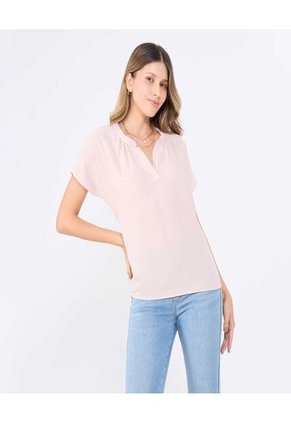 Blusa Para Mujer Manga Corta Color Beige Marca Ostu #40121143