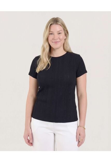 Camiseta  Para Mujer Manga Corta Cuello Redondo Color Negro Marca Ostu #40092414