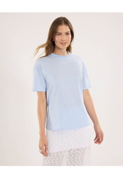 Camiseta Para Mujer Manga Corta Cuello Redondo Color Azul Marca Ostu #40092687