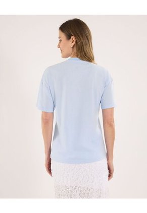 Camiseta Para Mujer Manga Corta Cuello Redondo Color Azul Marca Ostu #40092687