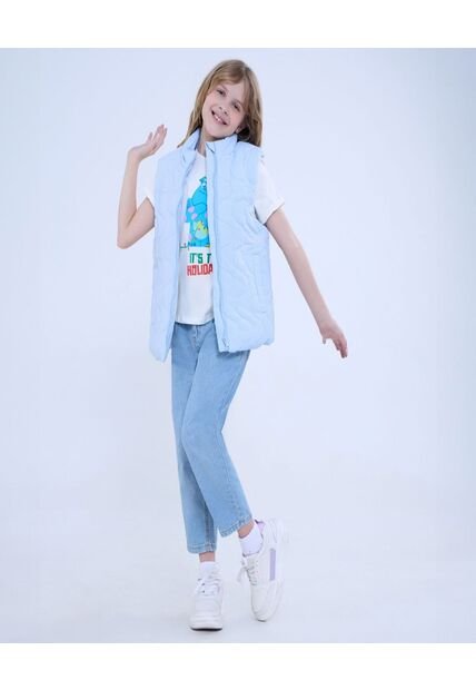 Chaleco Para Niña  Color Celeste Marca Ostu #90250004