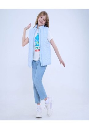 Chaleco Para Niña  Color Celeste Marca Ostu #90250004