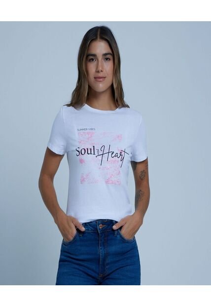 Camiseta Para Mujer Manga Corta Color Blanco Marca Ostu #40092002