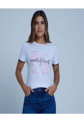 Camiseta Para Mujer Manga Corta Color Blanco Marca Ostu #40092002