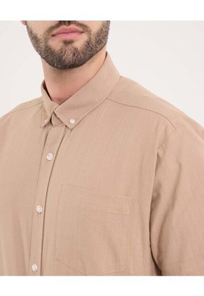 Camisa Para Hombre Manga Corta Con Bolsillo Cuello Button D Color Beige Marca Ostu #60010855