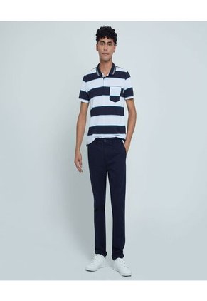 Polo Para Hombre Cuello Tejido Con Bolsillo Color Azul Marca Ostu #60110571