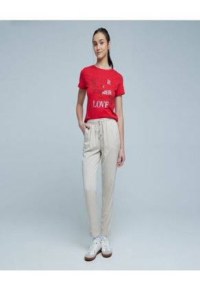 Camiseta Para Mujer Manga Corta Color Rojo Marca Ostu #40092005