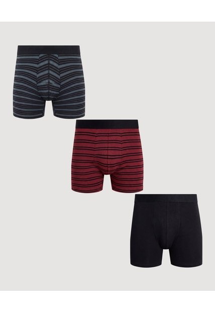Pack X3 Boxer Rayas Urban X3 Para Hombre Negro Ostu