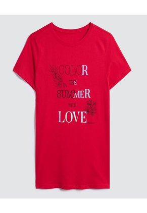 Camiseta Para Mujer Manga Corta Color Rojo Marca Ostu #40092005