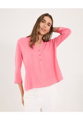 Blusa Para Mujer Manga 3/4 Color Salmon Marca Ostu #40121117
