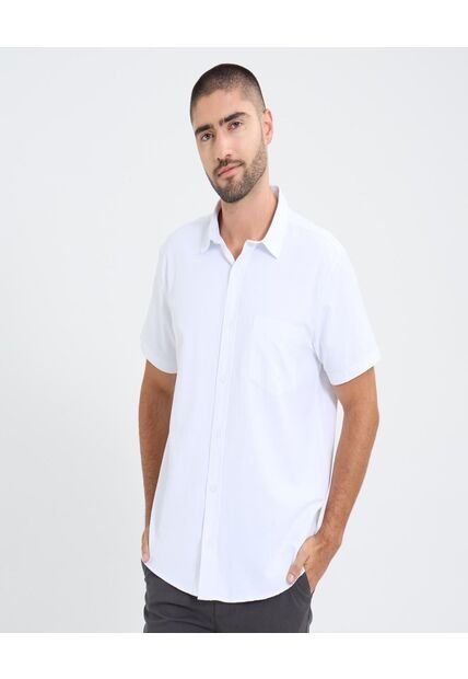 Camisa Para Hombre Manga Corta Con Bolsillo Cuello Casual M Color Blanco Marca Ostu #60010823