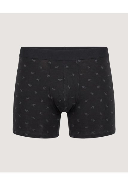 Bóxer Medio Estampado  Para Hombre Negro Ostu