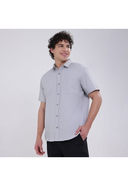 Camisa Para Hombre Manga Corta Con Bolsillo Color Gris  Marca Ostu #60010719