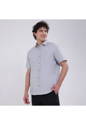 Camisa Para Hombre Manga Corta Con Bolsillo Color Gris  Marca Ostu #60010719