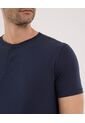 Camiseta Para Hombre Manga Larga Cuello Henley Color Azul  Marca Ostu #60090839 de Ostu