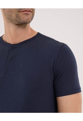 Camiseta Para Hombre Manga Larga Cuello Henley Color Azul Marca Ostu #60090839