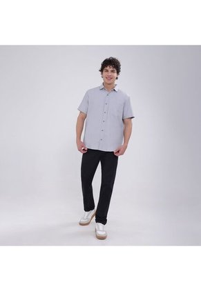 Camisa Para Hombre Manga Corta Con Bolsillo Color Gris  Marca Ostu #60010719