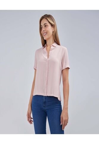Camisa Para Mujer Manga Corta Color Rosapastel Marca Ostu #40010228 Ostu