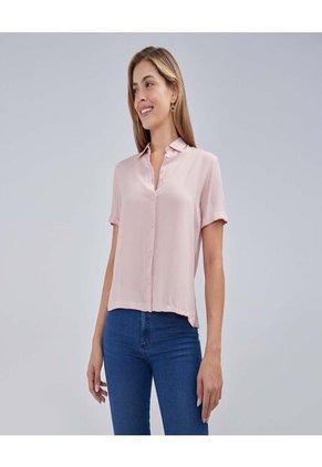 Camisa Para Mujer Manga Corta Color Rosapastel Marca Ostu #40010228