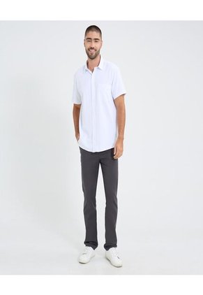 Camisa Para Hombre Manga Corta Con Bolsillo Cuello Casual M Color Blanco Marca Ostu #60010823