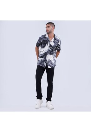 Camisa Para Hombre Manga Corta Sin Bolsillo Color Negro Marca Ostu #60010738