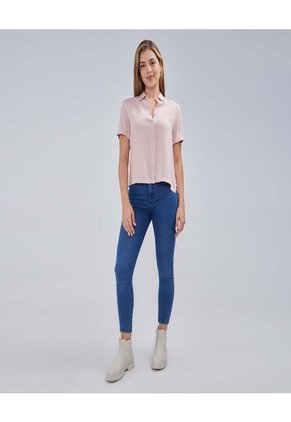 Camisa Para Mujer Manga Corta Color Rosapastel Marca Ostu #40010228