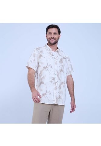 Camisa Para Hombre Manga Corta Sin Bolsillo Color Arena Marca Ostu #60010727 Ostu