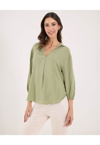 Camisa  Para Mujer Manga 3/4 Color Verde Marca Ostu #40010325 Ostu