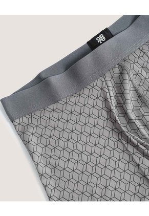 Bóxer Medio Estampado Geométrico Para Hombre Gris Ostu