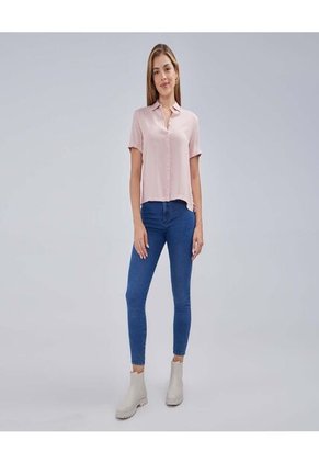 Camisa Para Mujer Manga Corta Color Rosapastel Marca Ostu #40010228