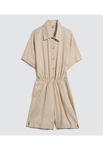 Enterizo Para Mujer Manga Corta Color Crudo Marca Ostu #40320111