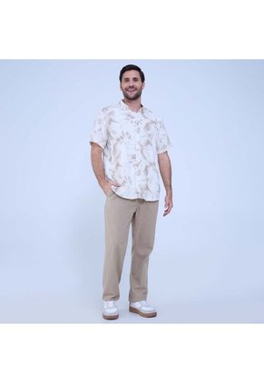 Camisa Para Hombre Manga Corta Sin Bolsillo Color Arena Marca Ostu #60010727