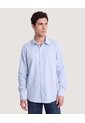 Camisa Lisa Manga Larga Clásica  Para Hombre Azul Ostu de Ostu