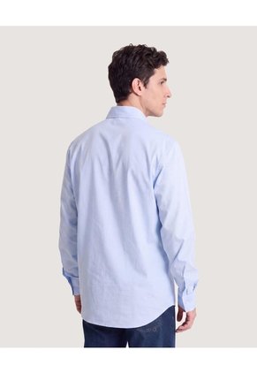 Camisa Lisa Manga Larga Clásica  Para Hombre Azul Ostu