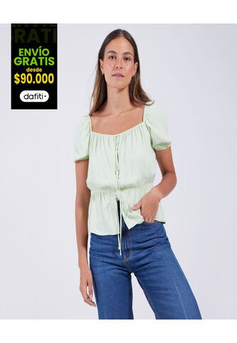 Blusa Para Mujer Manga Corta Color Verde  Marca Ostu #40120828 Ostu