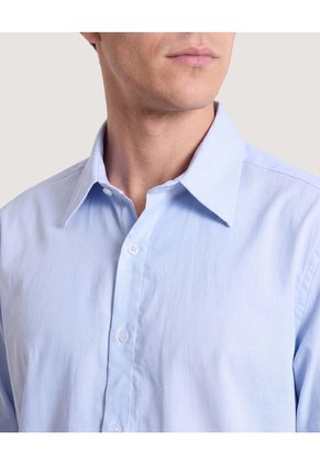 Camisa Lisa Manga Larga Clásica  Para Hombre Azul Ostu