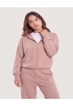 Hoodie Unicolor Para Mujer Piel Ostu