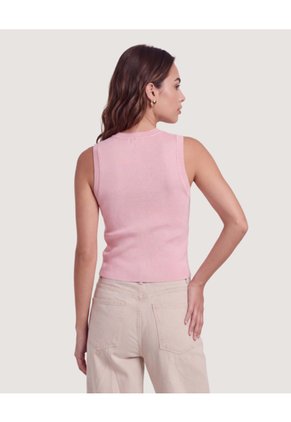 Camiseta Tejida Sin Mangas Para Mujer Rosado Ostu